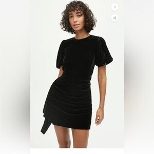 Rhode Pia Puff Sleeve Black Velvet Mini Dress Medium